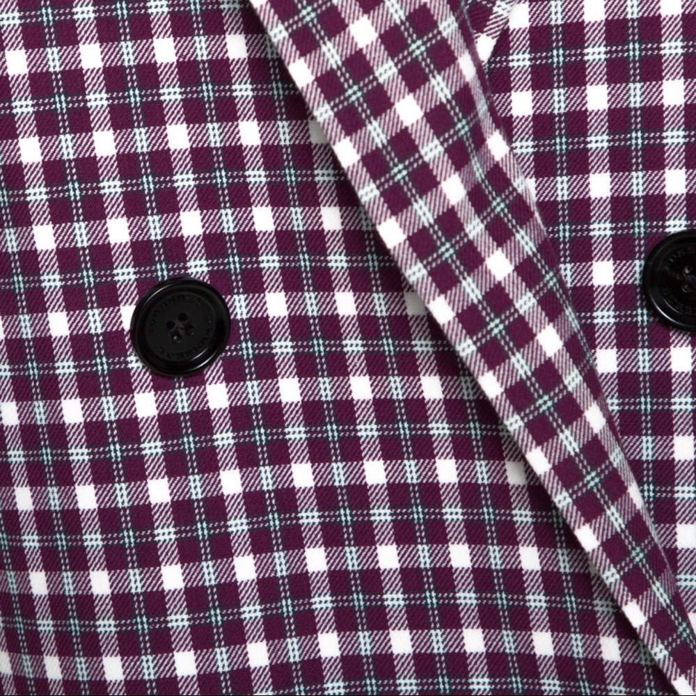 Burberry Checked Cotton-blend Coat In Burgundy NWT - Picture 12 of 15